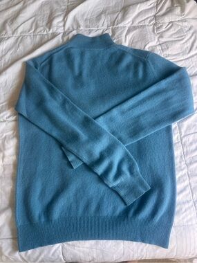 Charter Club Women’s Blue Cashmere-Blend Mock Neck Sweater size Small
